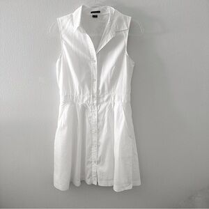 Theory White Sleeveless Button-Down Mini Dress